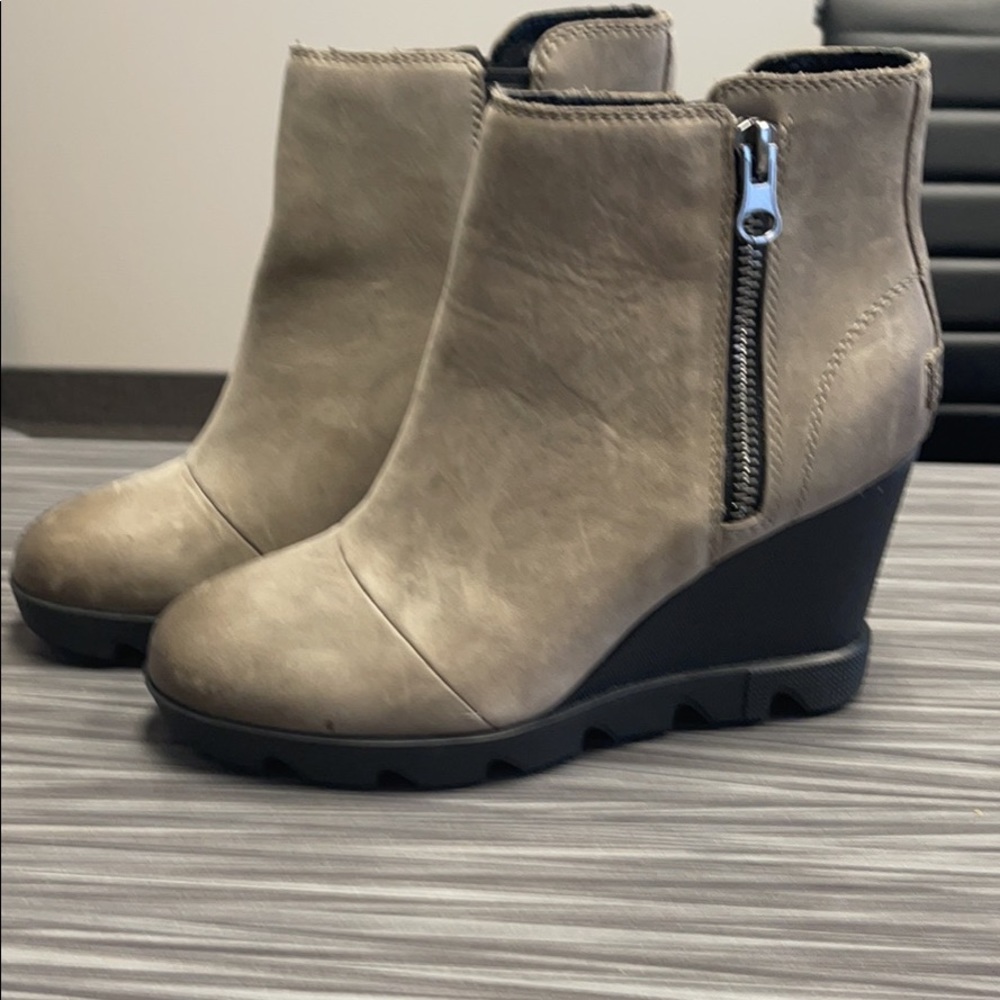 Sorel Joan Uptown Zip Waterproof Leather Wedge Booties